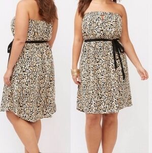 Lane Bryant Cheetah Leopard Animal Print Strapless Hi Lo Pocket Dress Size 22/24